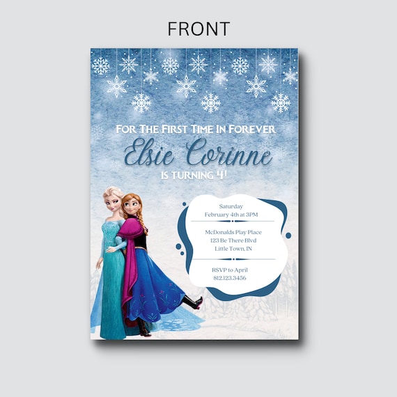 Frozen Princess, Elsa, Anna Birthday Invitation, Printable.