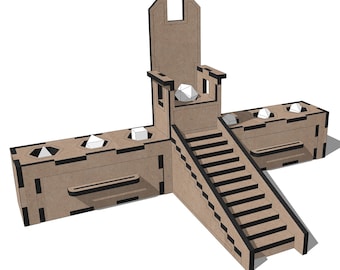 3 in 1 Dice Storage & Dice Tower and Drawer 4mm  .SVG .Ai .DXF Digital Product Laser Cut