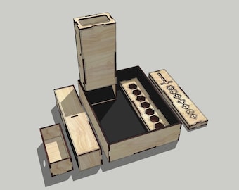 Collapsible 3in1 dice box with Built-in Dice Tower, Drawers & Tray | 3MM