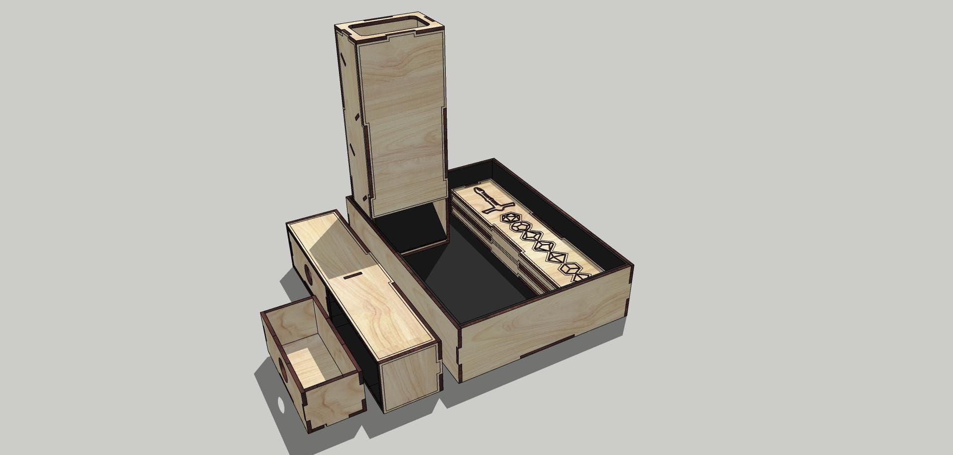 Collapsible 3in1 Dice Box With Built-in Dice Tower, Drawers & Tray ...