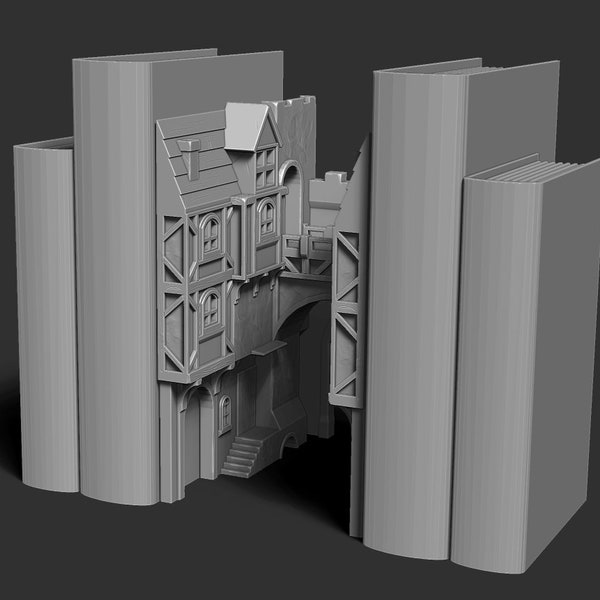 Medieval Street Book Nook - Digital File .STL - 3D Printing