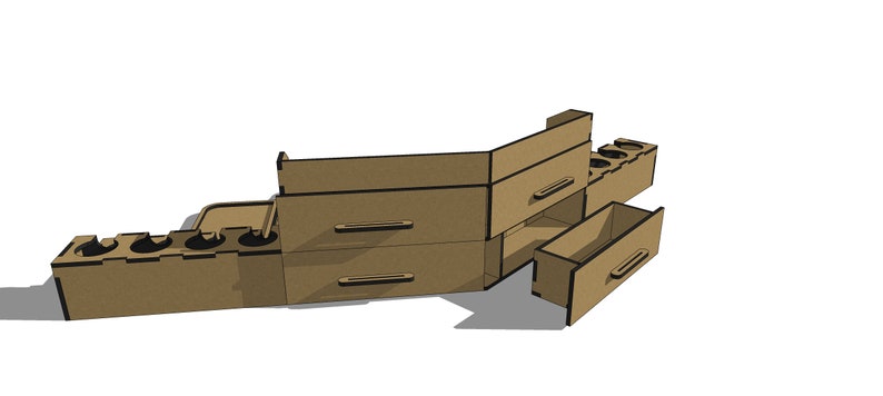 May include: A wooden organizer with multiple drawers and compartments. The organizer is made of brown wood and has a natural finish. It is designed to hold small items, such as jewelry, craft supplies, or office supplies.