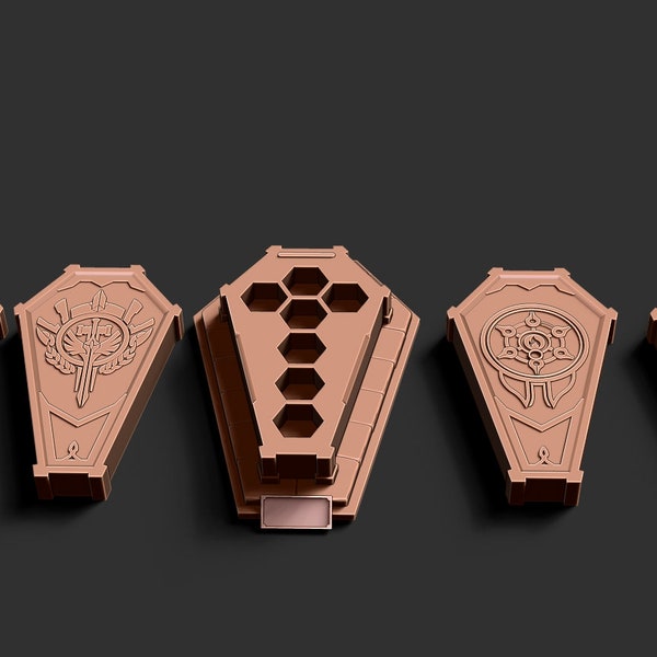 Vampire Coffin Dice Box 4 in 1 - Cleric / Paladin / Wizard / Blood Hunter - 3D Print - Digital File