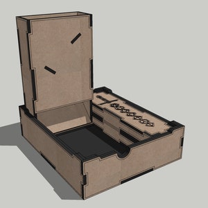 3 w 1 Dice Box, Dice Tower i Dice Tray SVG, Ai, DXF - 4 mm składane pliki cięte laserowo do gier planszowych - pobieranie cyfrowe
