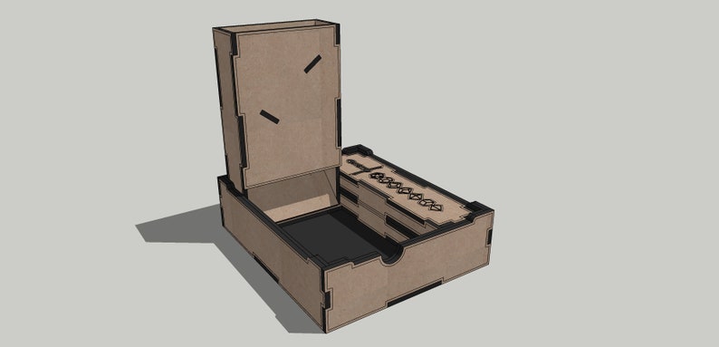 3-in-1 Dice Box, Dice Tower & Dice Tray SVG, Ai, DXF - 4mm Collapsible Laser Cut Files for Tabletop Games - Digital Download image 1