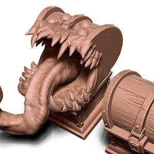 Chest and Chest Mimic Miniature STL File for TTRPG Games - Digital Download - Collectibles - 3D Print -Add Thrills to Your Table!