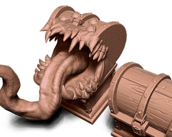 Chest and Chest Mimic Miniature STL File – TTRPG 3D Print (Digital Download)