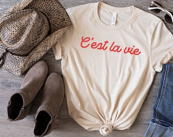 T-shirt C'est La Vie, citazione francese, stile parigino