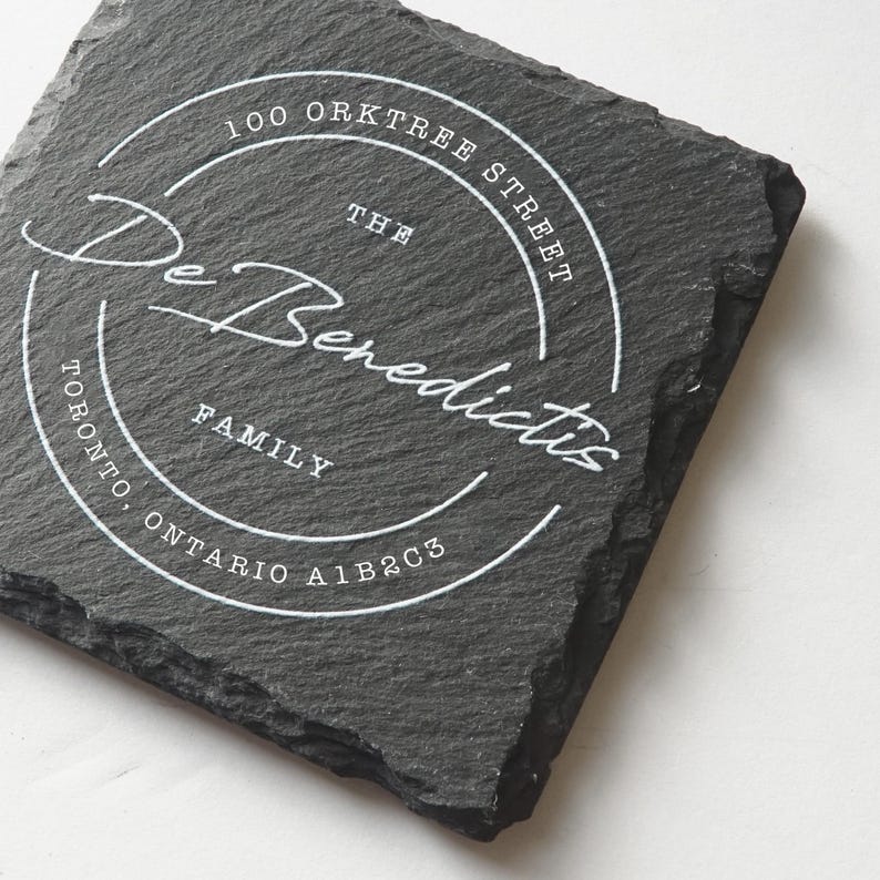 Personalized Slate Coasters: Custom UV Printed Family Name Set - Etsy