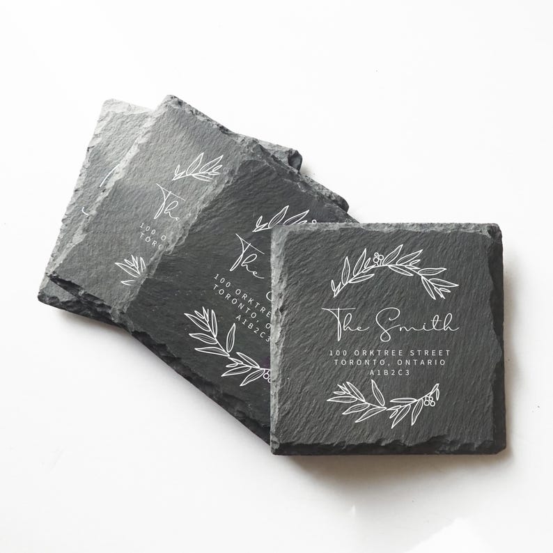 Personalized Slate Coasters: Custom UV Printed Family Name Set - Etsy