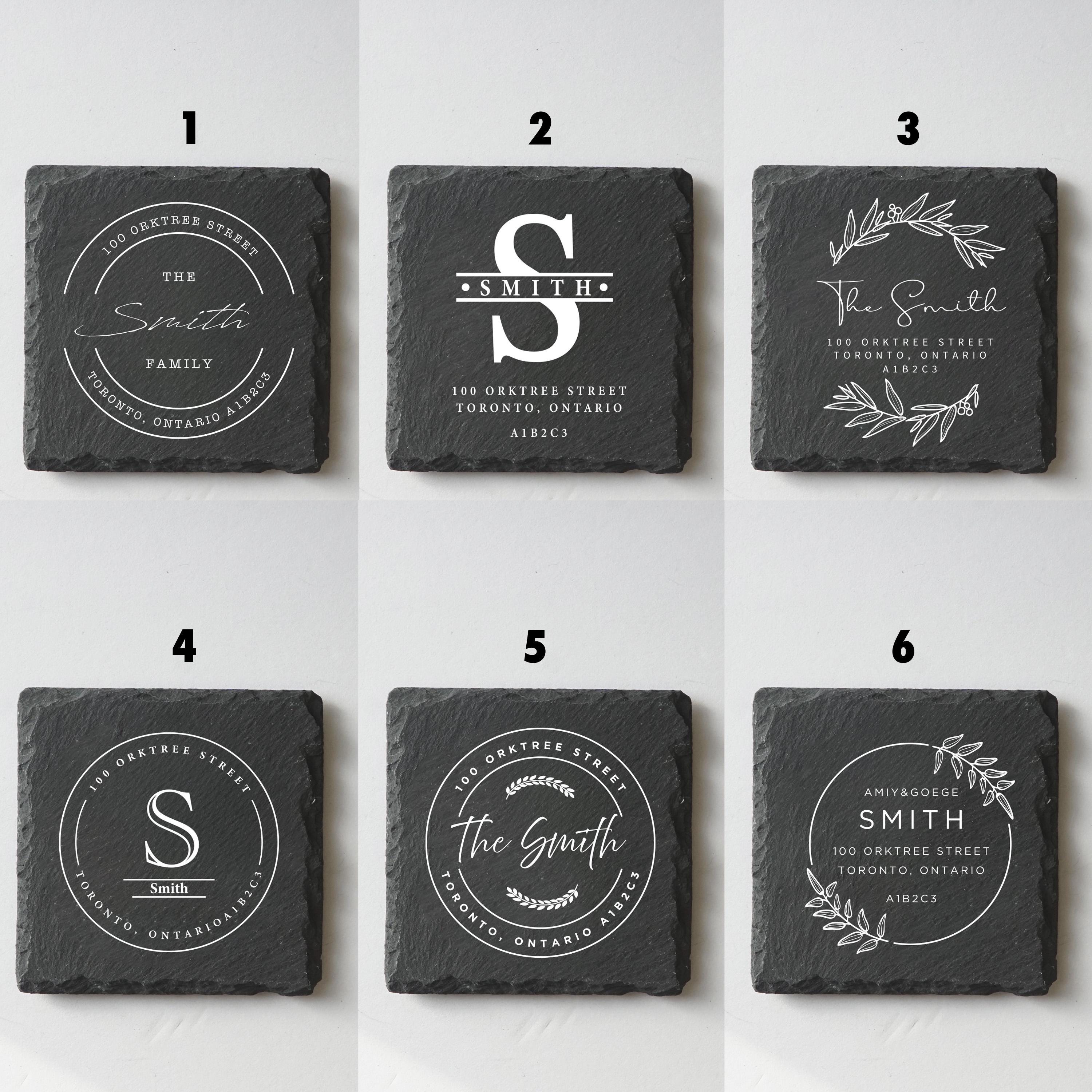 Personalized Slate Coasters: Custom UV Printed Family Name Set - Etsy