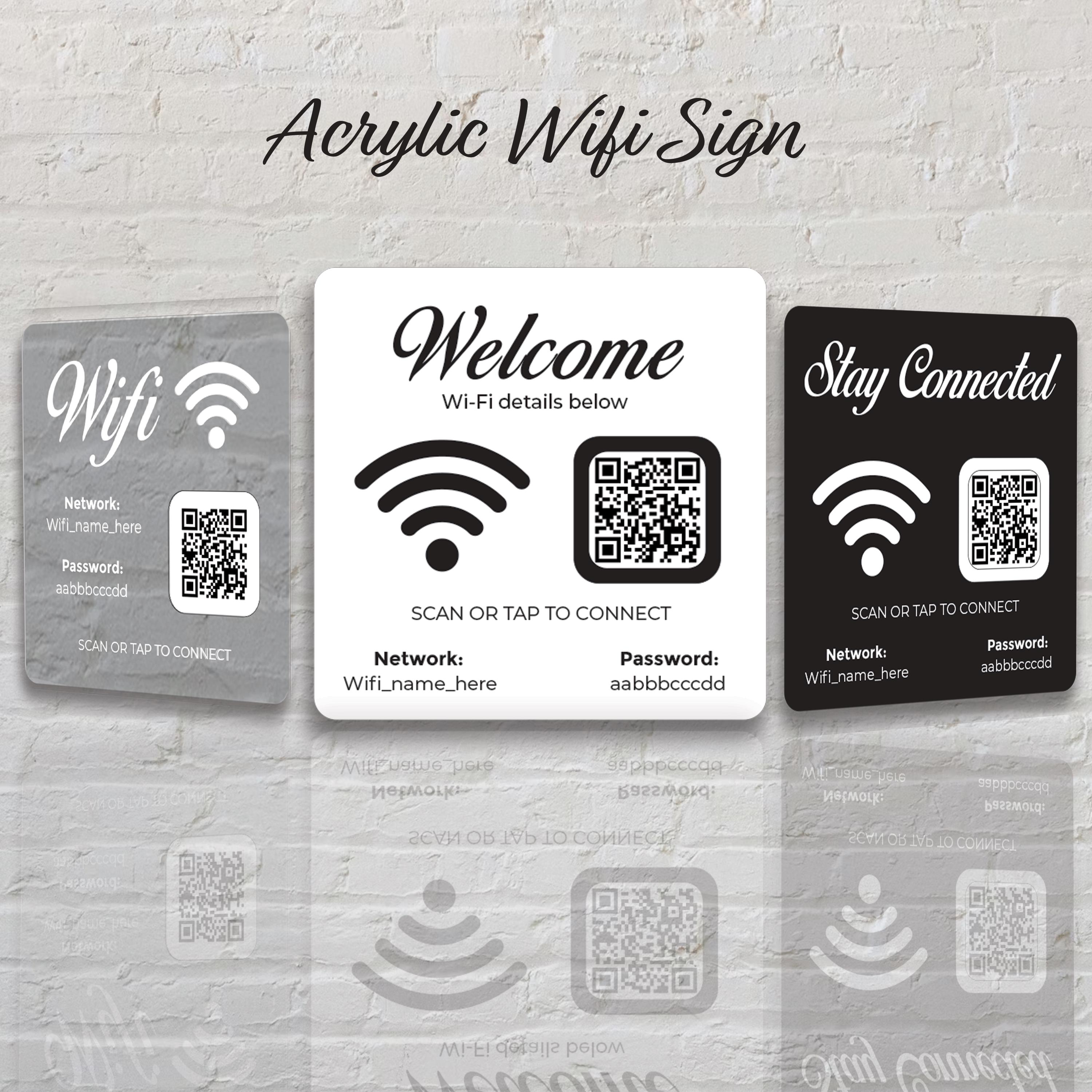Personalized Acrylic Wifi Sign With QR Code and NFC Tap for Guests - Etsy
