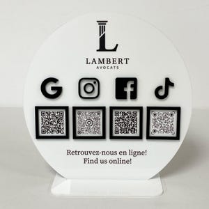 Benutzerdefinierte Acryl QR-Code Geschäft Schild: Social Media, Zahlung, Logo