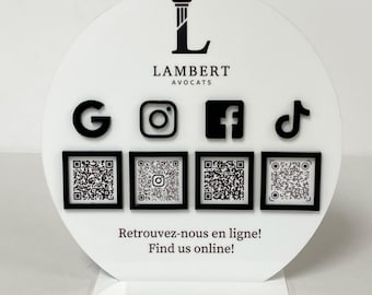 Custom Acrylic QR Code Business Sign: Social Media, Payment, Logo