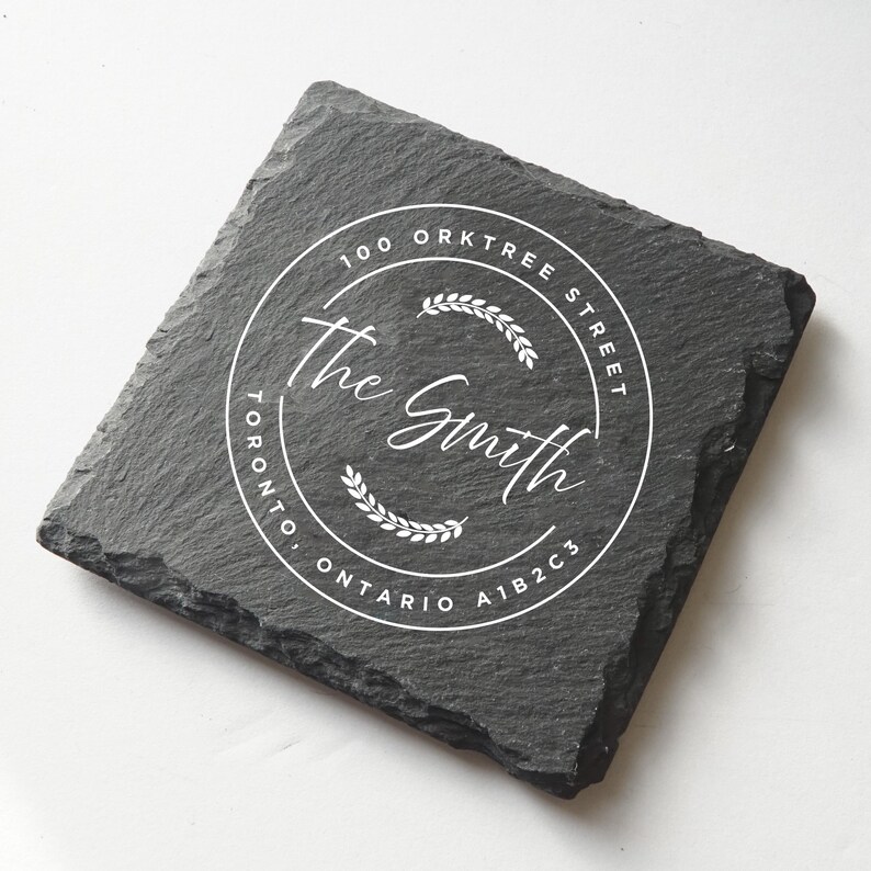 Personalized Slate Coasters: Custom UV Printed Family Name Set - Etsy