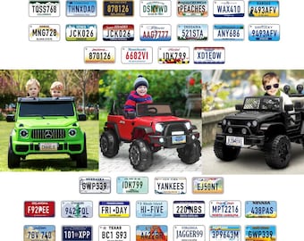 Personalized US State License Plate for Ride On Cars, Custom Kids Bike Tag