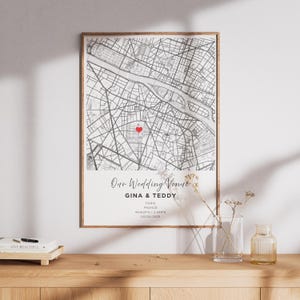 Personalized Couple Map Poster, Custom Location Print, Engagement & Anniversary Gift, Wedding Memory Wall Art