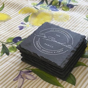Personalized Slate Coasters: Custom UV Printed Family Name Set - Etsy