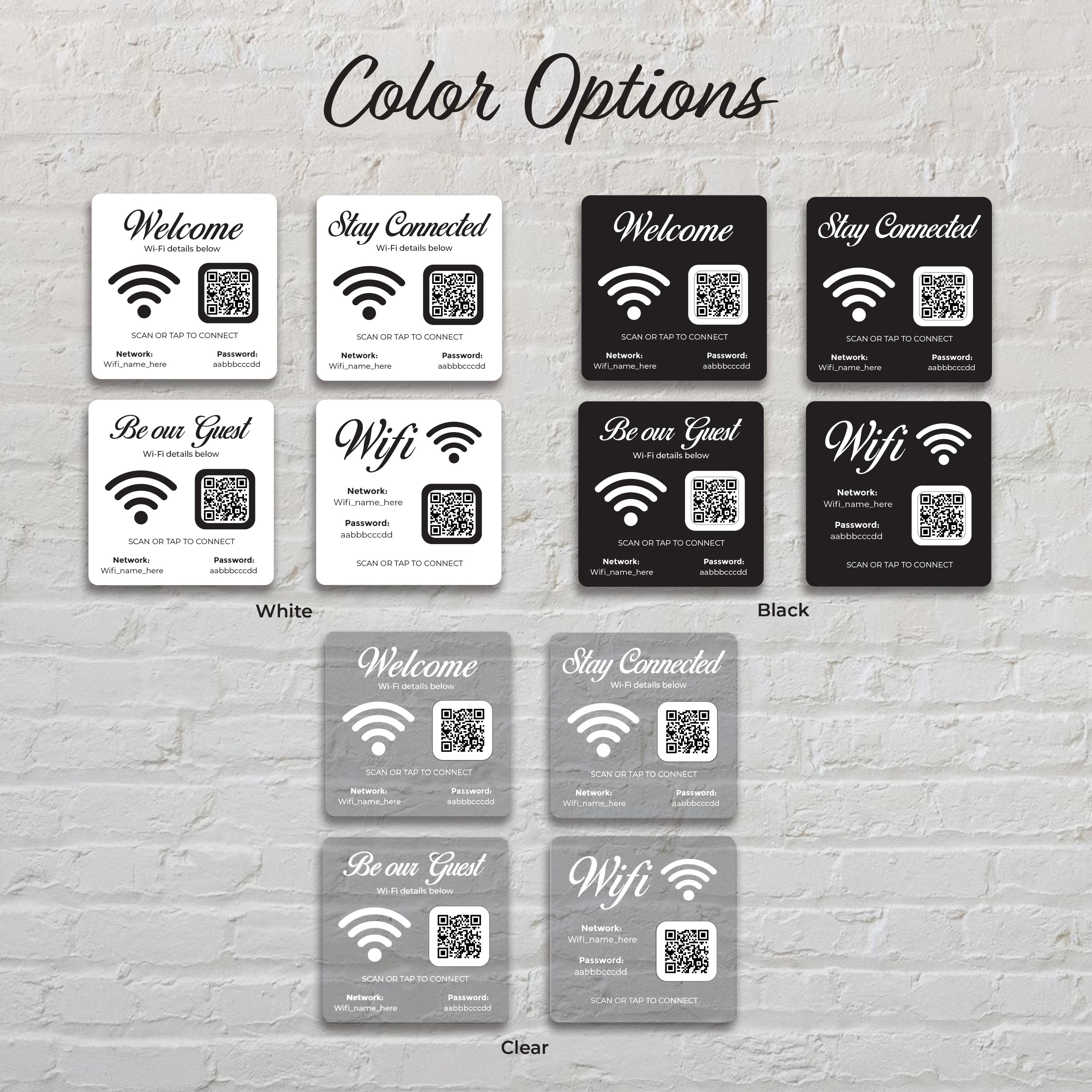 Personalized Acrylic Wifi Sign With QR Code and NFC Tap for Guests - Etsy