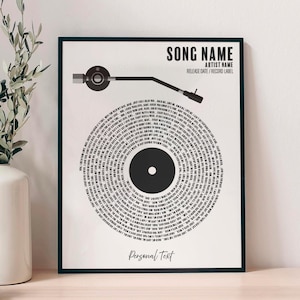 Impressão de letras de vinil personalizadas, pôster de música personalizado, presente de música personalizável, presente de aniversário, presente de música, casamento, impressão de música
