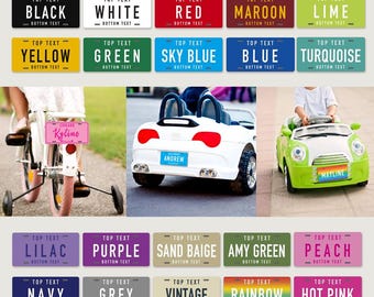 Matrícula infantil personalizada para bicicleta o coche, etiqueta personalizada de Power Wheels