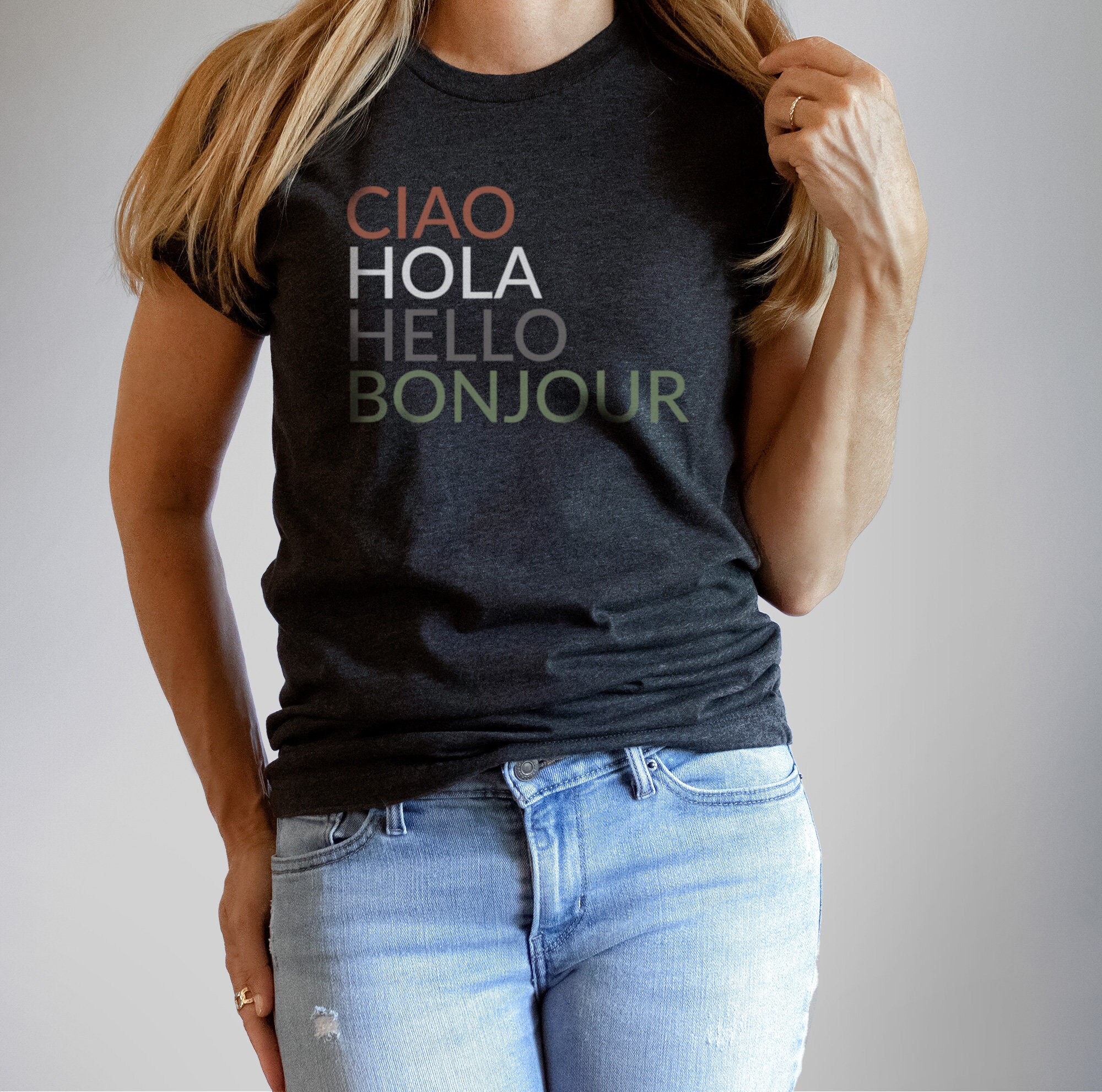トップス Hello Bonjour! Beautiful T Shirts Amazon.com: Bonjour Hello Beautiful - Uplifting Positive