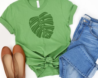 Monstera Leaf T-Shirt – Tropical Botanical Graphic Tee