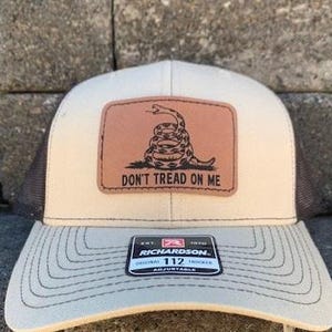 Gadsden Flag Snapback Hat: Richardson 112 Leather Patch