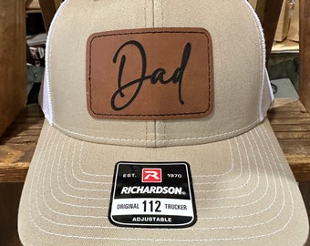 Richard 112 Laser Engraved Leather patch Dad Est. With year  New Dad, Father's day gift. Fathers gift,