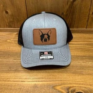 Boston Terrier Leather Patch Hat: Richardson 112 Dog Lover Cap