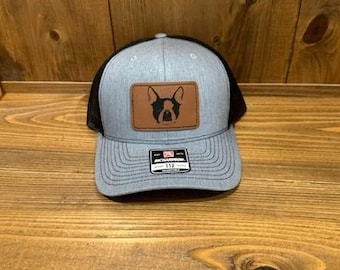 Boston Terrier Leather Patch Hat: Richardson 112 Dog Lover Cap