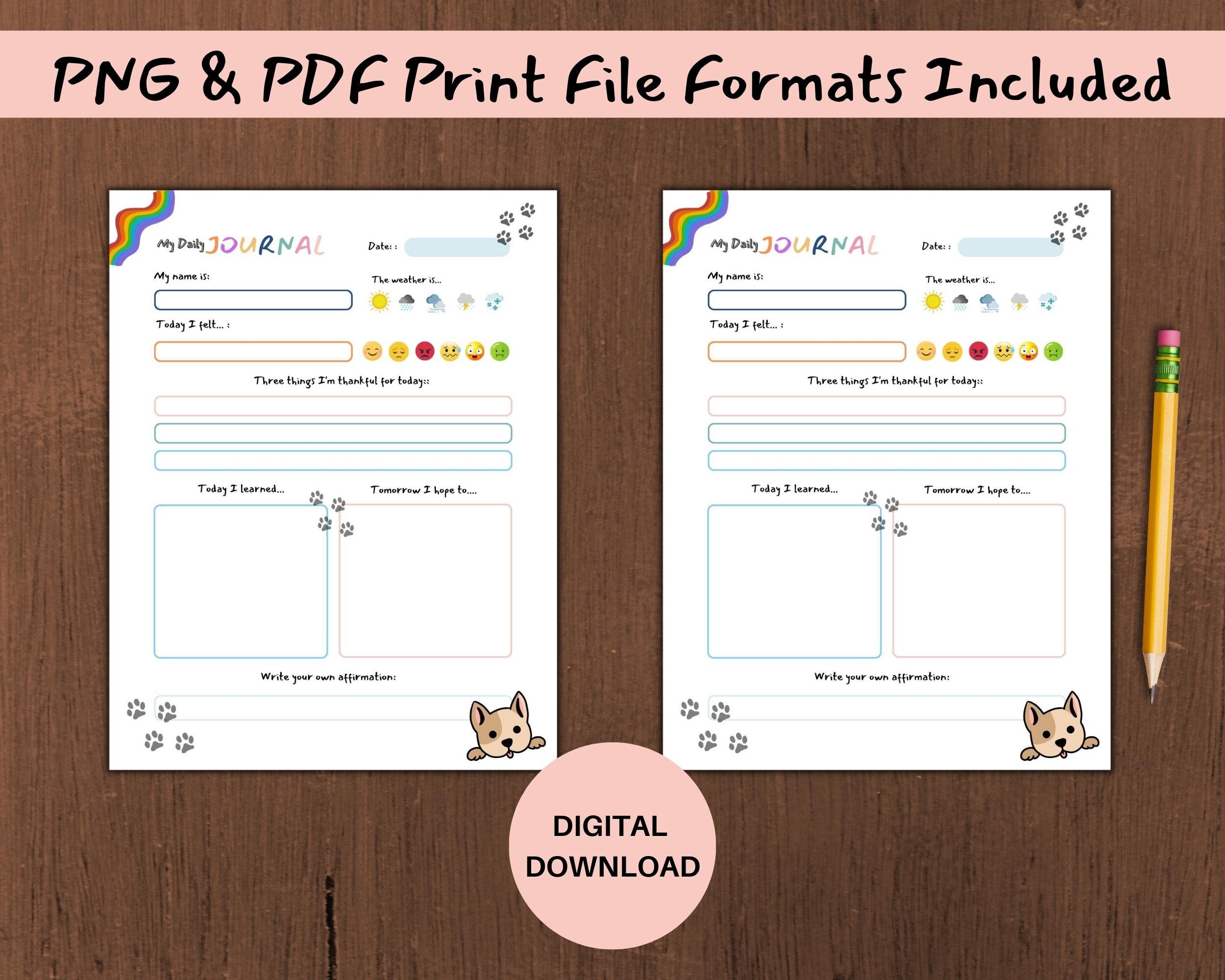 Kids Journal, Kids Printable, Kids Activity, Daily Journal Pages, Kids ...