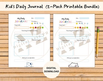 Printable Kids Daily Journal, Kids Gratitude Journal, Daily Gratitude Journal, Daily Happiness Journal | PDF Print, Letter, A4, A5