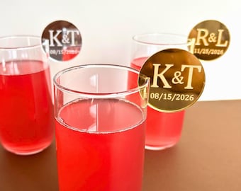 Personalized Acrylic Drink Tags, Wedding Glass Charms, Cocktail Toppers