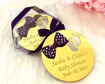 Personalized Baby Shower Magnet Favor, Gold Mirror Party Gift
