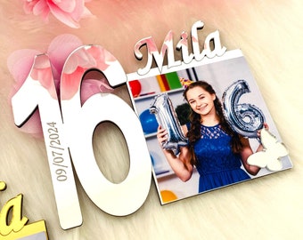 Custom Sweet 16 Photo Frame Magnet, Personalized Birthday Favors