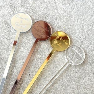 Personalized Acrylic Wedding Drink Stirrers, Custom Cocktail Sticks