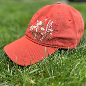 Embroidered Floral Canvas Baseball Hat: Custom Personalized Cap