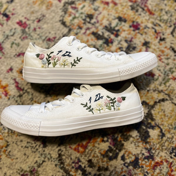 Converse Low Tops Custom; Wedding Shoes; Converse Embroidery; Embroidered Converse;