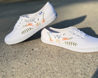 Custom Embroidered Canvas Low Tops: Hand-Stitched Wedding Shoes