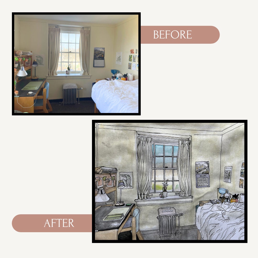 Custom Watercolor Dorm Room Portraits: Capture Your College Memories ...