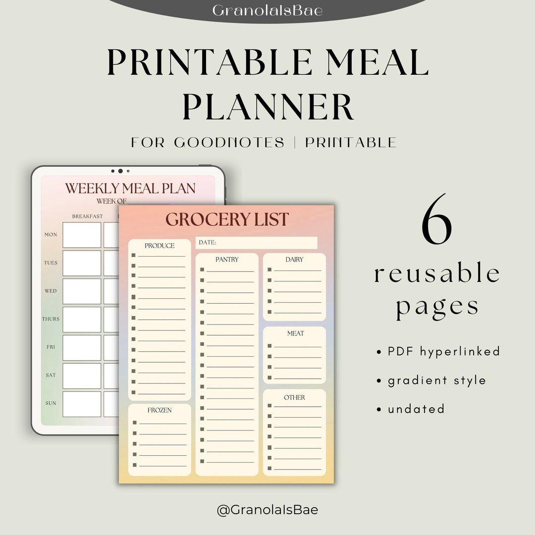 Meal Planner Template Fridge Meal Planner Minimalist Gradient Style ...