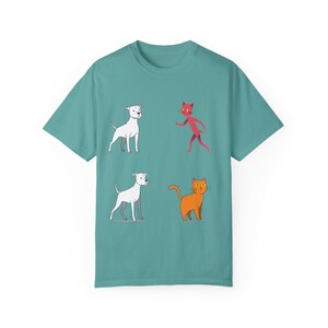 Playful Pet Cartoon T-Shirt, Cute Animal Graphic Tee, Dog Cat Lovers Gift, Fun Casual Wear, Gift for Pet Owners, Animal Lover Shirt