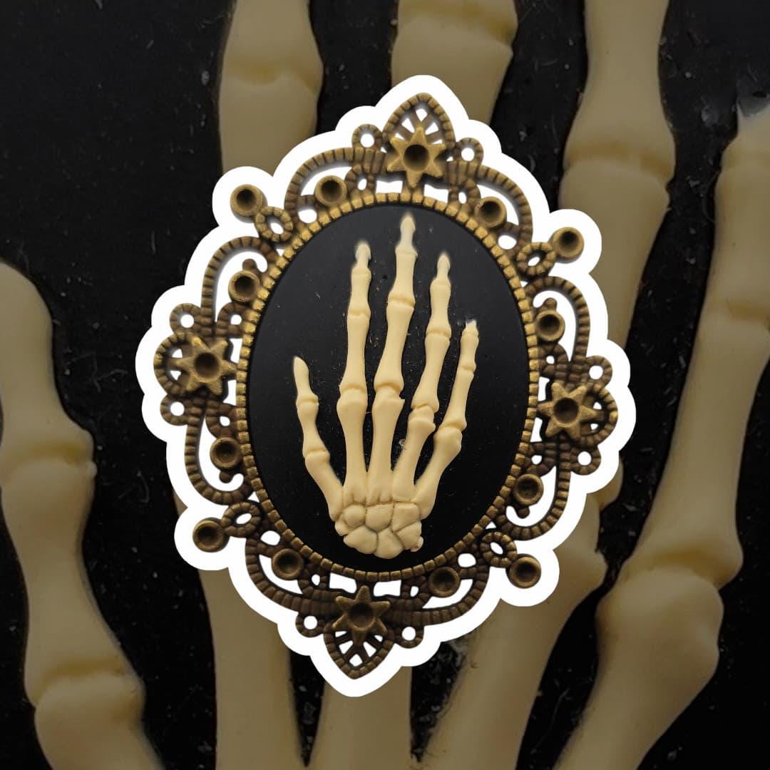 Gothic Skeleton Hand Brooch - Halloween Skull Cameo Jewelry - Halloween ...