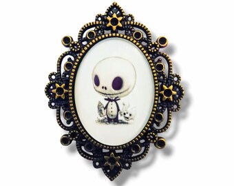 Mister Jack Skellington Brooch - The Nightmare Before Christmas - Gothic and Baroque Jewelry. A fantasy world gift from the Pumpkin King and Sally.