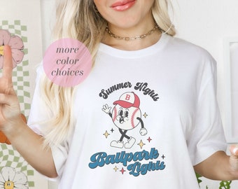 Maglietta da baseball/Sumer Nights, Ballpark Lights/Tifoso di baseball/T-shirt a maniche corte in jersey unisex