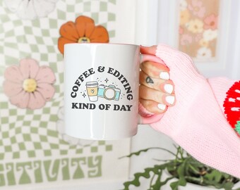 Fotógrafo Taza de 11 oz / Café y edición Tipo de día / Editor de fotos o taza de Photoshop