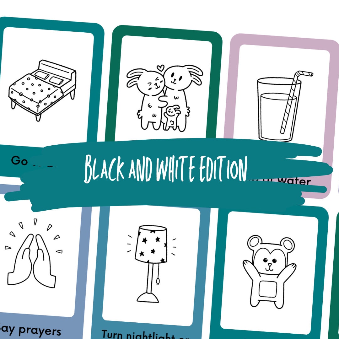 Bedtime Routine Flashcards (colouring in Edition) - Etsy