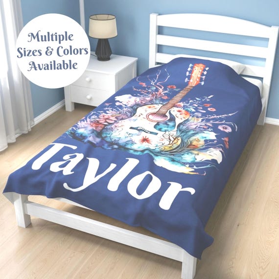 Personalized Guitar Blanket for Teen Gift Idea for Musician Gift