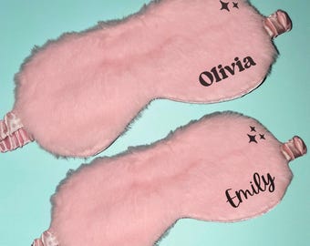 Girl Birthday Party Favor Gift Idea Spa Party Sleepover Goodie Bag Fuzzy Eye Mask Thank You Gift for Tween Party Favor Guest Custom Eye Mask